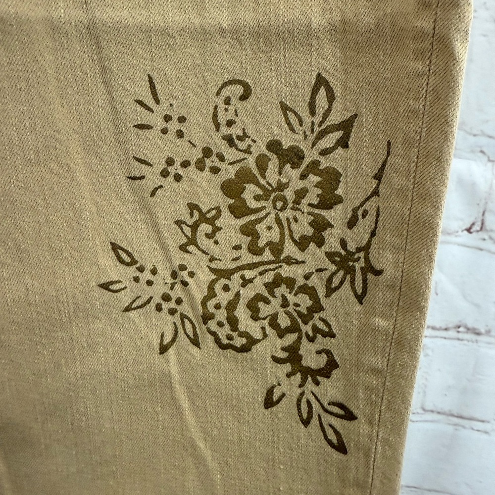 Lauren Jean Co. Jeans Womens Size 8 Khaki High Rise Floral Stenciled Detail - Picture 14 of 14
